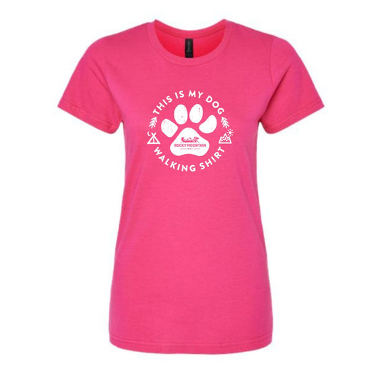 Pink Women's Dog Walking T-Shirt - Rocky Mountain Dog