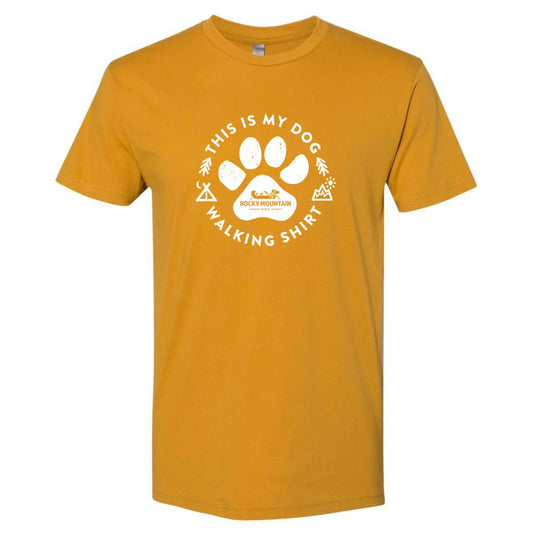 Gold Men's Dog Walking T-Shirt - Rocky Mountain Dog