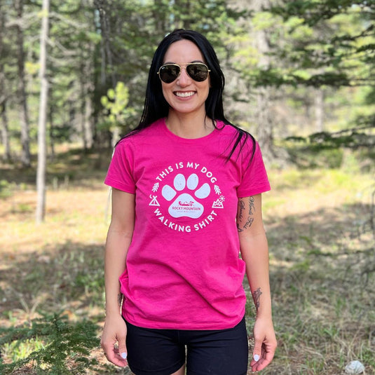 Pink Women's Dog Walking T-Shirt - Rocky Mountain Dog
