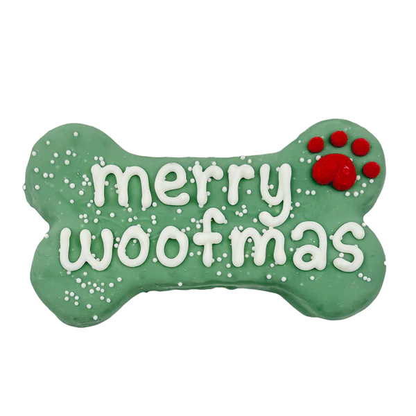 Load image into Gallery viewer, Merry Woofmas, 6&#39;&#39; Bone - Dog Cookie
