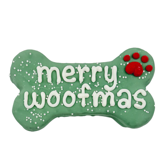 Merry Woofmas, 6'' Bone - Dog Cookie