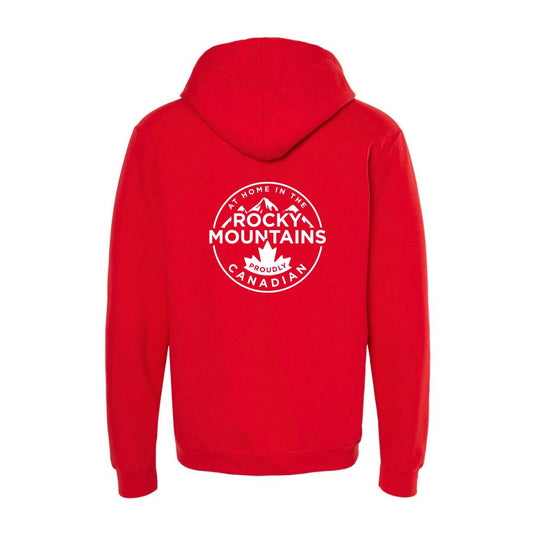 red rocky mountain dog hoodie